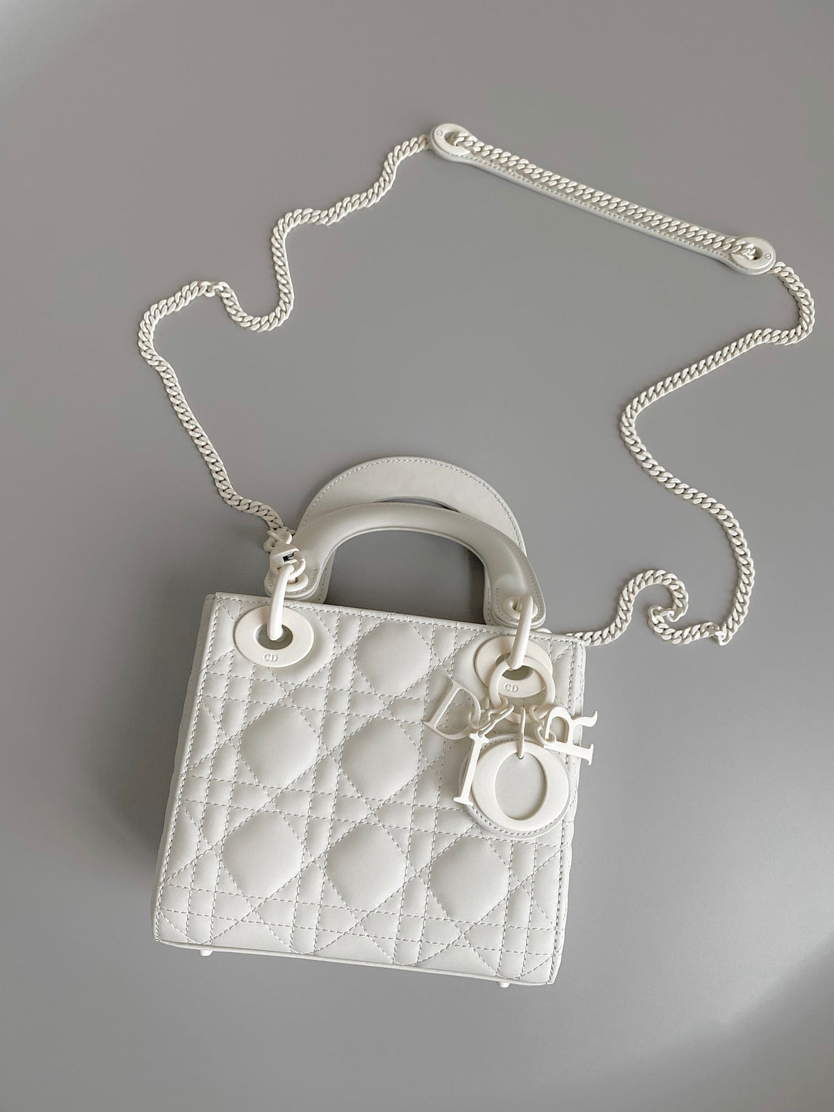 DIOR MINI LADY 17 MY ABC WHITE LAMBSKIN