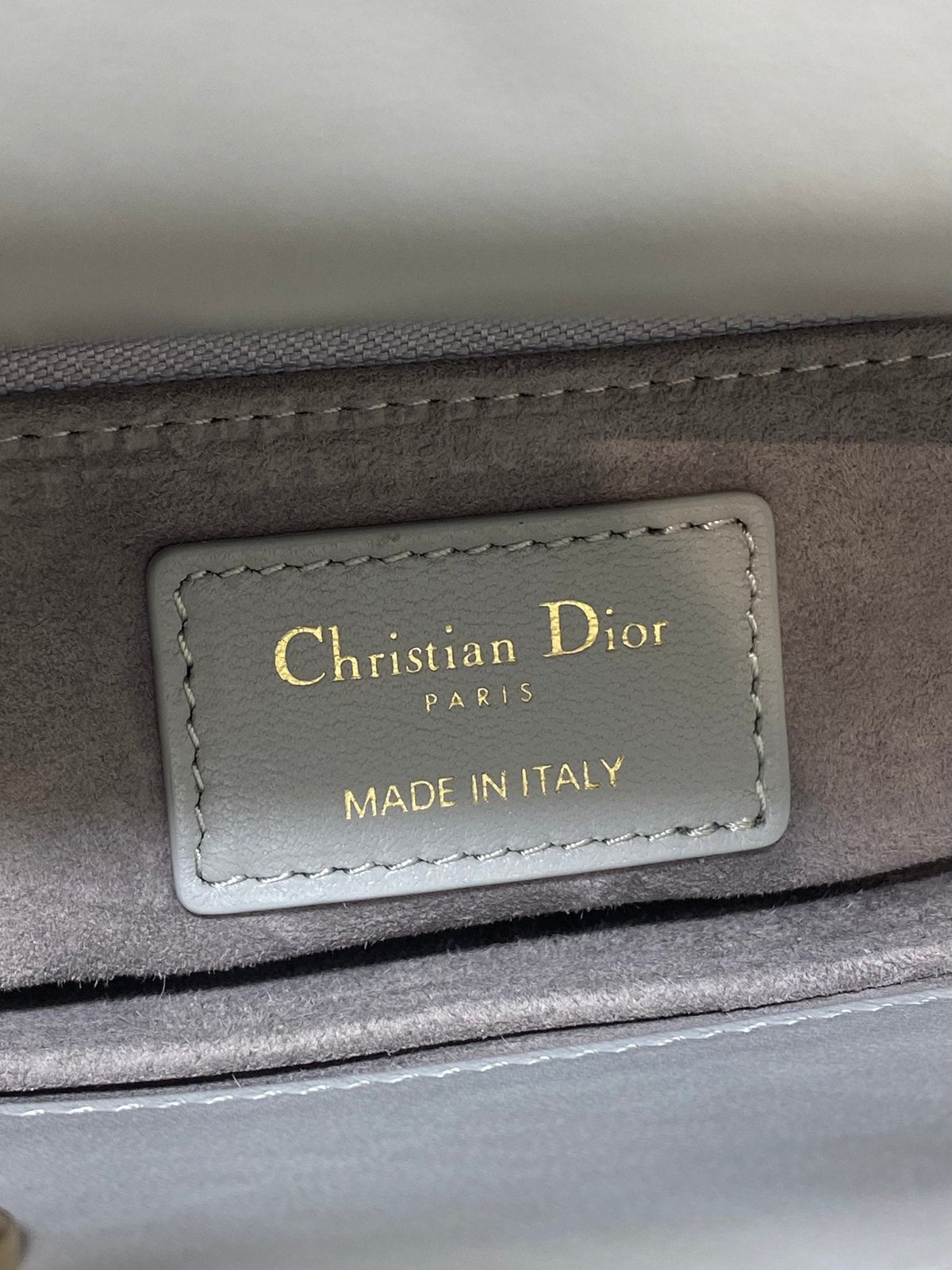 DIOR 25S LADY  BAG 20 IN DARK GRAY CALFSKIN CHARM PEARL EMBELLISHMENTS