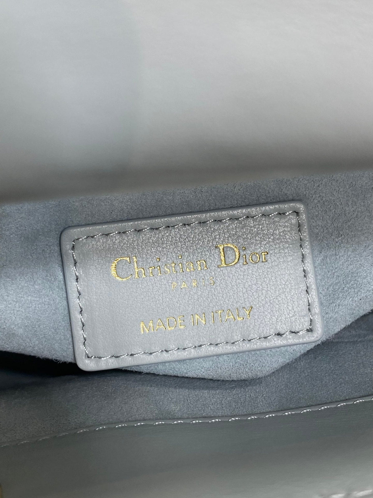 DIOR 25S MINI LADY  BAG 17 IN LIGHT BLUE CALFSKIN CHARM CRYSTAL EMBELLISHMENTS