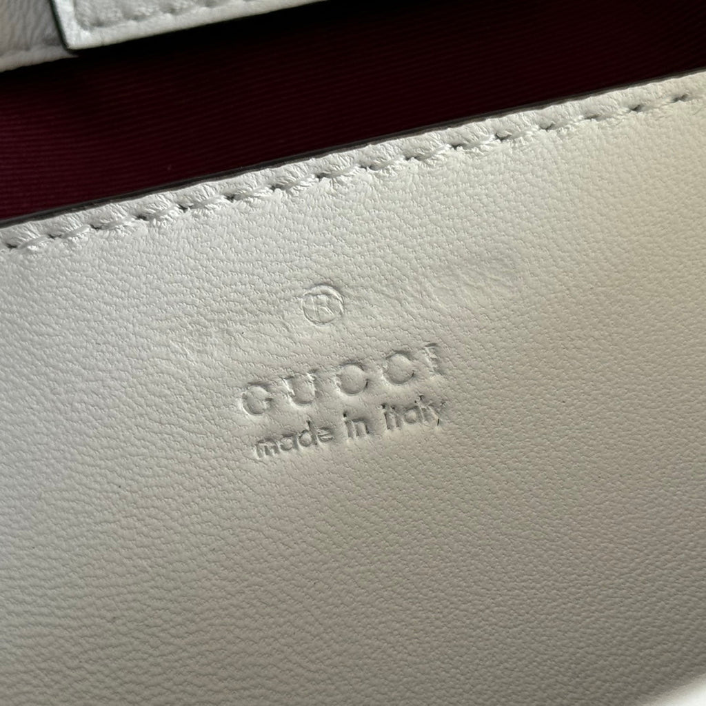 GUCCI 25S SMALL TOTE BAG 29 CM IN WHITE CALFSKIN WITH GOLD HARDWARE